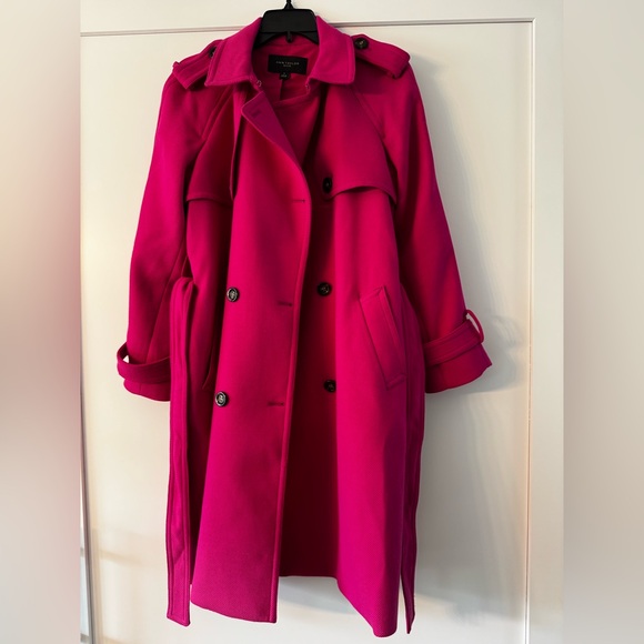 Ann Taylor women’s double breasted trenchcoat in razzle dazzle, petite small. 🩷 - Picture 6 of 13